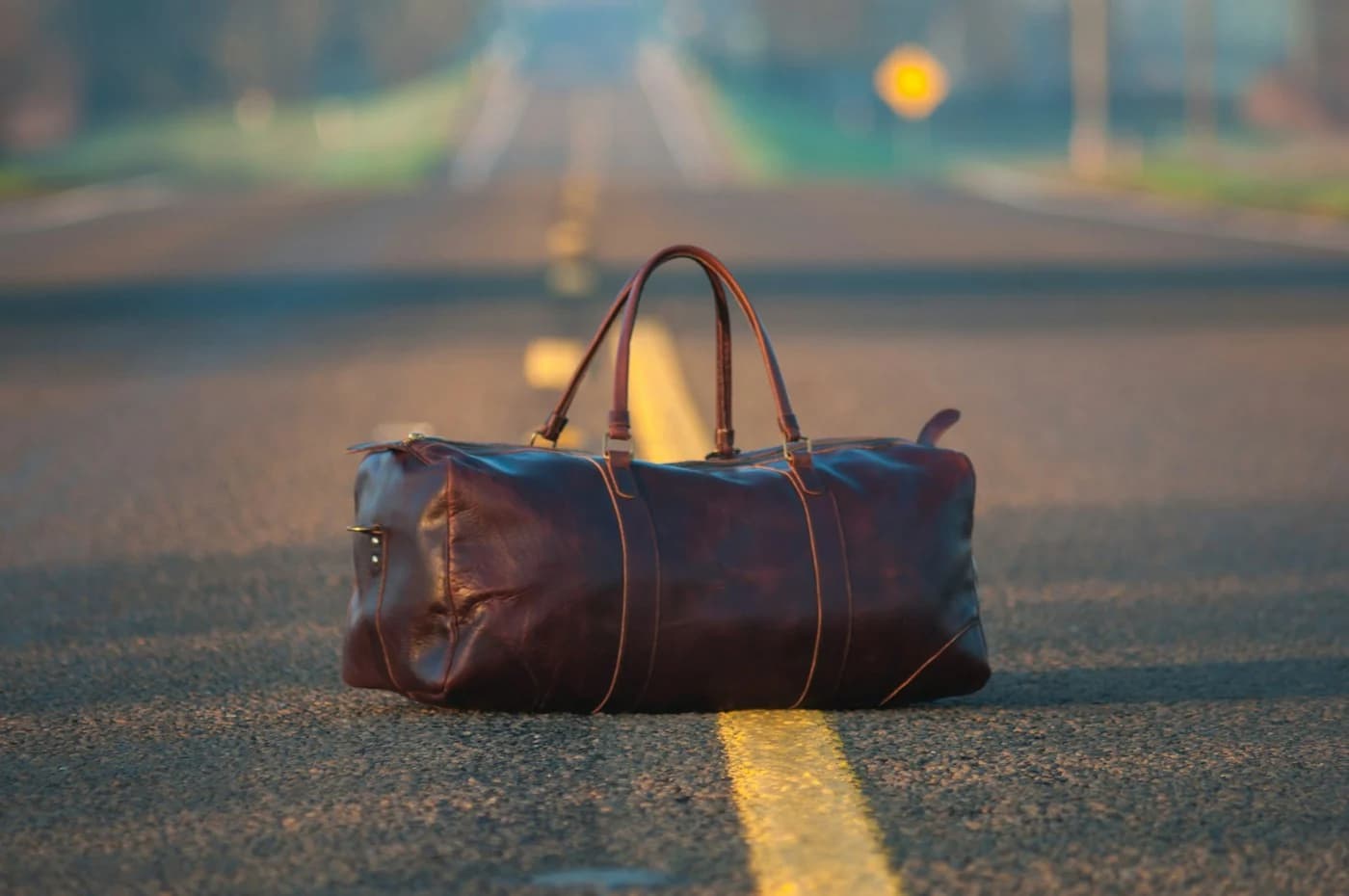 Morrow brown leather weekender bag